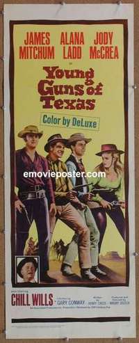 b708 YOUNG GUNS OF TEXAS insert movie poster '63 Mitchum, Ladd, McCrea