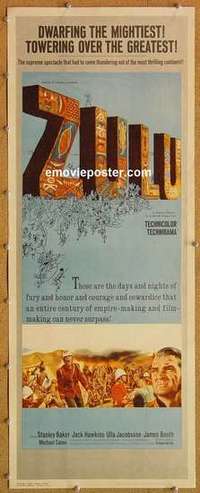 b709 ZULU insert movie poster '64 Stanley Baker, Michael Caine