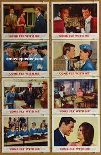 c197 COME FLY WITH ME 8 movie lobby cards '63 Dolores Hart, Hugh O'Brian