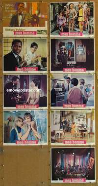 c021 FOR LOVE OF IVY 9 movie lobby cards '68 Sidney Poitier, Bridges