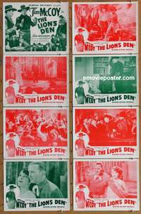 c492 LION'S DEN 8 movie lobby cards R40s Tim McCoy, Joan Woodbury
