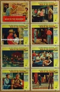 c516 MAN IN THE SHADOW 8 movie lobby cards '58 Chandler, Orson Welles