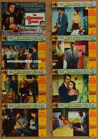 c540 MIDNIGHT STORY 8 movie lobby cards '57 Tony Curtis, San Francisco!
