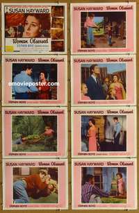 c911 WOMAN OBSESSED 8 movie lobby cards '59 Susan Hayward, Stephen Boyd