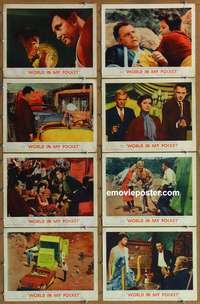 c915 WORLD IN MY POCKET 8 movie lobby cards '62 Rod Steiger & bad girl!