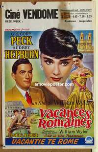 d024 ROMAN HOLIDAY Belgian movie poster '53 Audrey Hepburn, Peck
