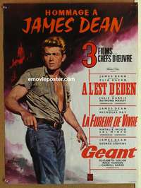 d054 HOMMAGE A JAMES DEAN French 23x30 movie poster '60s triple bill!