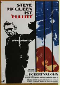 d458 BULLITT German movie poster '69 Steve McQueen, W. Scharl art!