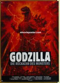 d482 GODZILLA 1985 German movie poster '84 Toho, cool artwork image!!