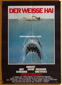 d495 JAWS German movie poster '75 Steven Spielberg classic shark!