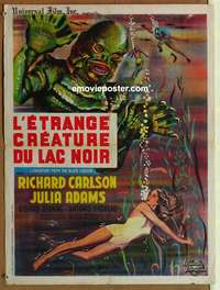 d044 CREATURE FROM THE BLACK LAGOON French 23x32 R62 artwork of monster & scuba divers!