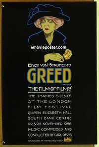 d173 GREED English double crown movie poster R86 Erich von Stroheim