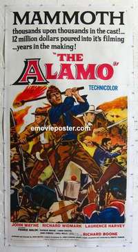 f049 ALAMO linen three-sheet movie poster '60 John Wayne, Richard Widmark