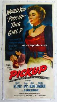 f058 PICKUP linen three-sheet movie poster '51 classic bad girl image!