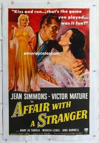 f312 AFFAIR WITH A STRANGER linen one-sheet movie poster '53 Jean Simmons