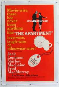 f316 APARTMENT linen one-sheet movie poster '60 Billy Wilder, Lemmon