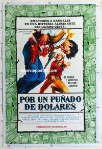 f278 FISTFUL OF DOLLARS linen Argentinean movie poster '67 Eastwood