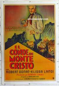 f277 COUNT OF MONTE CRISTO linen Argentinean movie poster '34