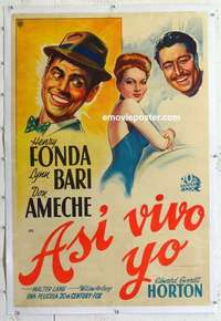 f289 MAGNIFICENT DOPE linen Argentinean movie poster '42 Fonda