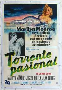 f290 NIAGARA linen Argentinean movie poster '53 Marilyn Monroe