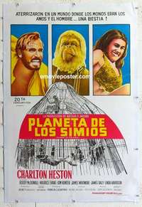 f292 PLANET OF THE APES linen Argentinean movie poster '68 Heston