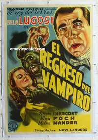 f296 RETURN OF THE VAMPIRE linen Argentinean movie poster '44