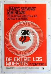 f304 VERTIGO linen Argentinean movie poster '58 Stewart, Novak