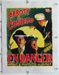 f144 ABBOTT & COSTELLO MEET KILLER BORIS KARLOFF linen Belgian movie poster '49