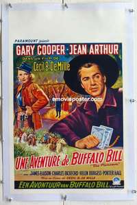f151 PLAINSMAN linen Belgian movie poster R50s Gary Cooper gambling!