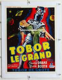 f155 TOBOR THE GREAT linen Belgian movie poster '54 funky robot!