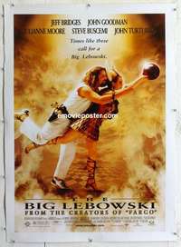 f320 BIG LEBOWSKI linen one-sheet movie poster '98 Jeff Bridges, John Goodman