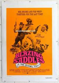f324 BLAZING SADDLES linen int'l one-sheet movie poster '74 Mel Brooks