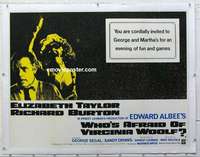 f218 WHO'S AFRAID OF VIRGINIA WOOLF linen British quad movie poster '66