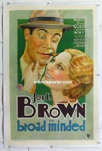 f327 BROADMINDED linen one-sheet movie poster '31 Joe E. Brown, big mouth!