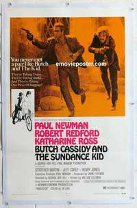 f329 BUTCH CASSIDY & THE SUNDANCE KID linen style B one-sheet movie poster '69