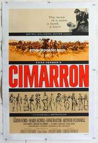 f332 CIMARRON linen one-sheet movie poster '60 Anthony Mann, Glenn Ford
