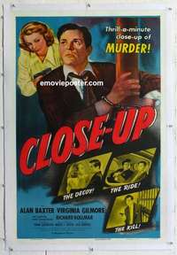 f333 CLOSE-UP linen one-sheet movie poster '48 Alan Baxter, film noir