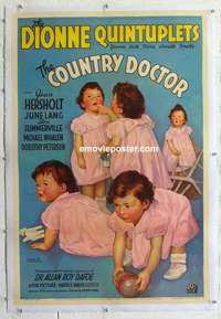 f335 COUNTRY DOCTOR linen one-sheet movie poster '36 Dionne Quintuplets