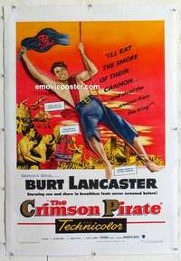 f337 CRIMSON PIRATE linen one-sheet movie poster '52 Burt Lancaster
