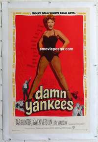 f341 DAMN YANKEES linen one-sheet movie poster '58 baseball, sexy Gwen Verdon