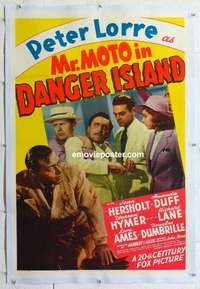 f443 MR MOTO IN DANGER ISLAND linen one-sheet movie poster '39 Peter Lorre