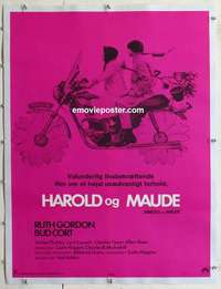 f129 HAROLD & MAUDE linen Danish movie poster '71 Ruth Gordon, Bud Cort