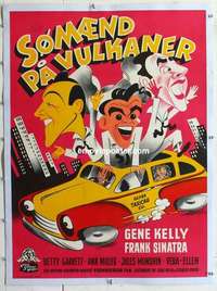 f132 ON THE TOWN linen Danish movie poster '49 Gene Kelly, Sinatra