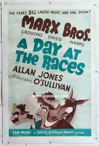 f343 DAY AT THE RACES linen one-sheet movie poster R52 Marx Brothers