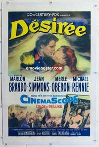 f344 DESIREE linen one-sheet movie poster '54 Marlon Brando, Jean Simmons