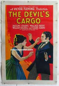 f345 DEVIL'S CARGO linen one-sheet movie poster '25 William Collier Jr