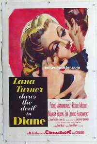 f346 DIANE linen one-sheet movie poster '56 Pedro Armendariz, Lana Turner