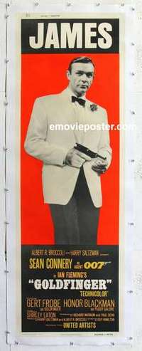 f007 GOLDFINGER linen door panel movie poster '64 Connery, James Bond