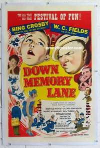 f352 DOWN MEMORY LANE linen one-sheet movie poster '49 W.C. Fields, Sennett