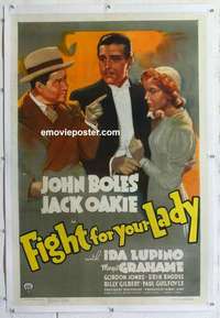 f361 FIGHT FOR YOUR LADY linen one-sheet movie poster '37 Ida Lupino, Jack Oakie